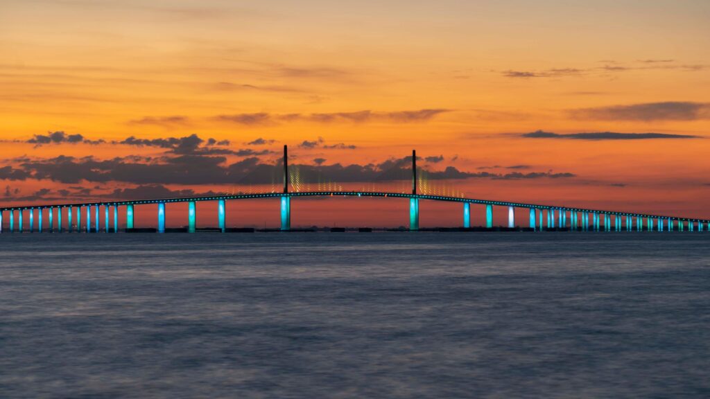 the iconic sunshine skyway bridge in st petersburg florida united states